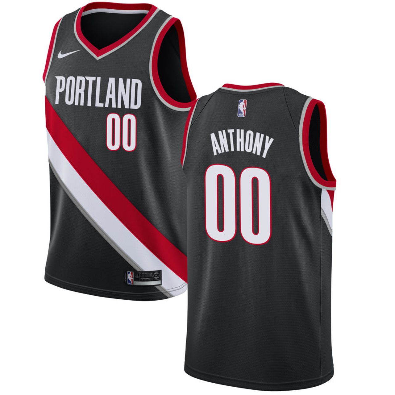 Custom Men Portland Trail Blazers Carmelo Anthony #00 Black NBA Jersey